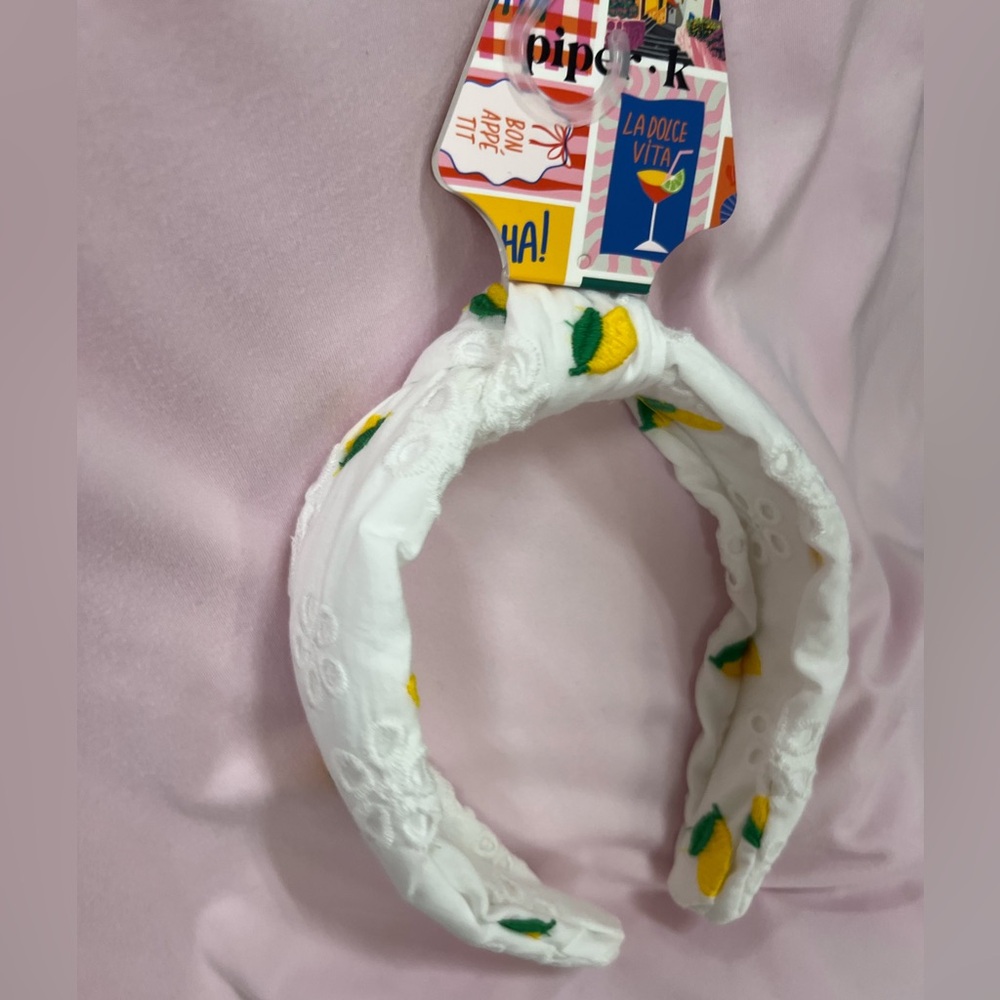 NWT ⚜️🍋⚜️ Piper K Gorgeous Satin Lemon Print Headband - Picture 10 of 11